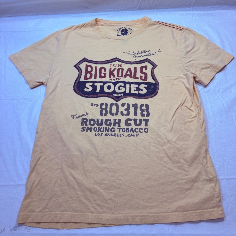Lucky Brand Mens‎ Big Koals Stogies Graphic T-Shirt Yellow Size M 80318 Cotton